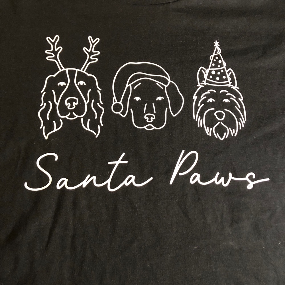 Santa Paws Black Short Sleeve Tee Shirt Dog T-shirt